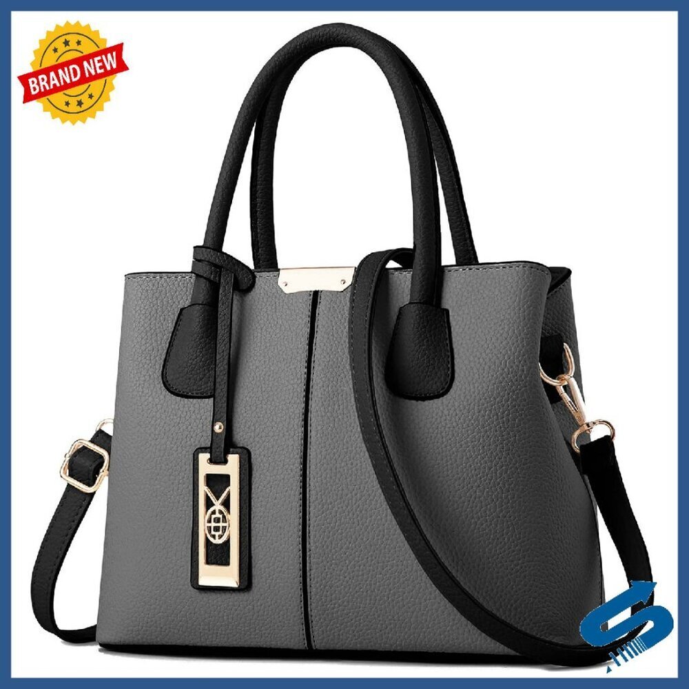 Leather Tote Crossbody Bag with Adjustable Strap & Multiple Pockets